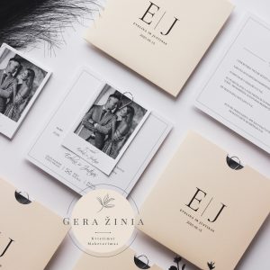 Minimalistiniai vestuvių kvietimai su nuotraukėle